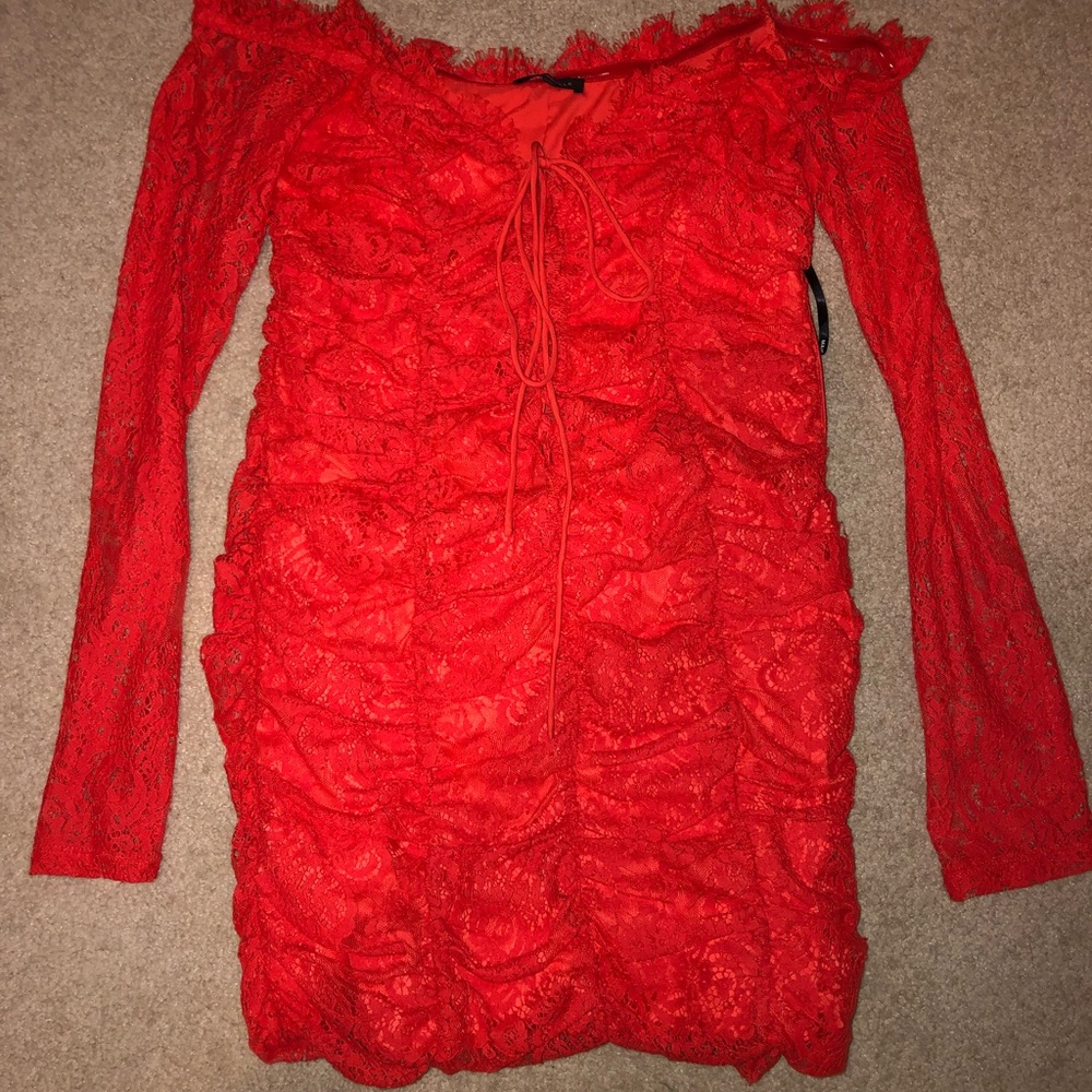 Sexy red lace dress